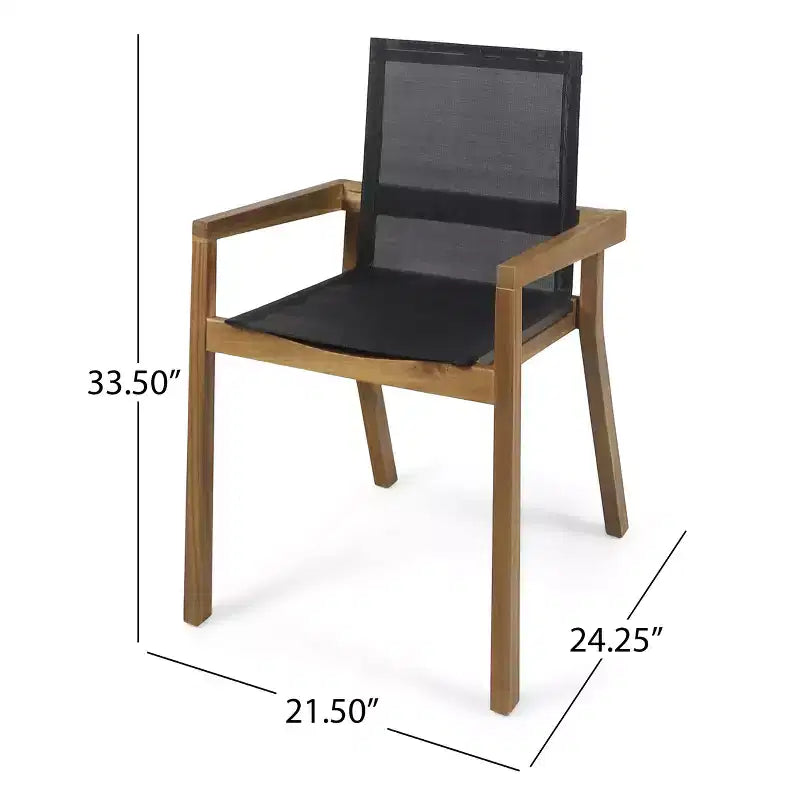 Christopher Knight Home Lockett Outdoor Mesh and Acacia Wood 5 Piece Dining Set