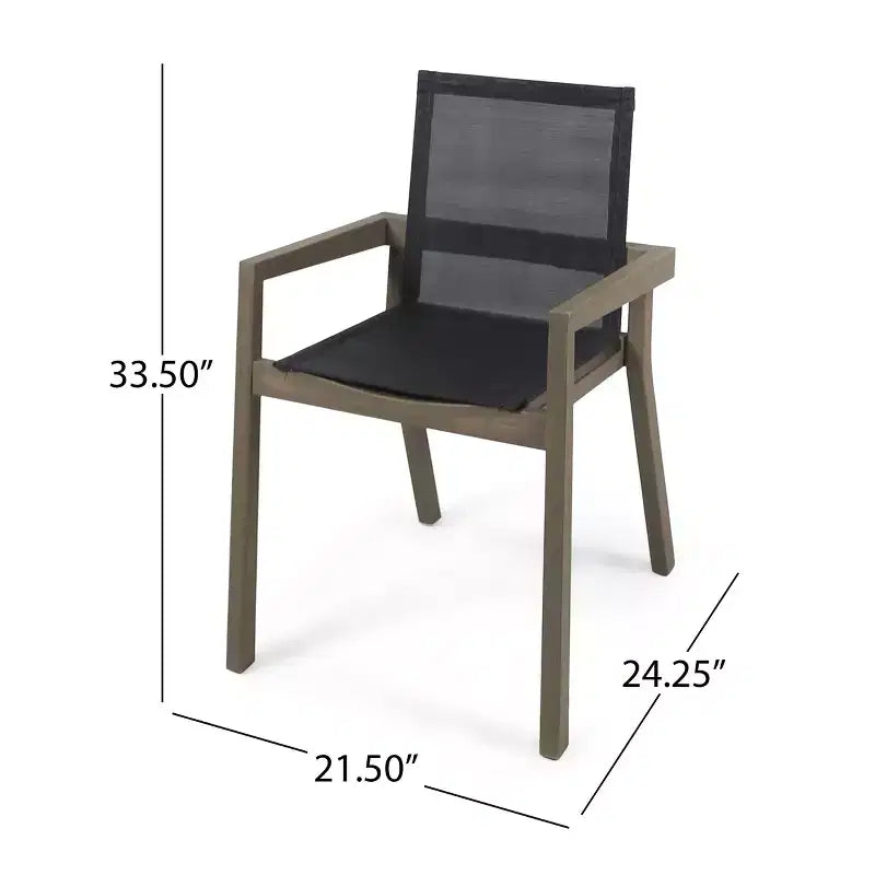 Christopher Knight Home Lockett Outdoor Mesh and Acacia Wood 5 Piece Dining Set