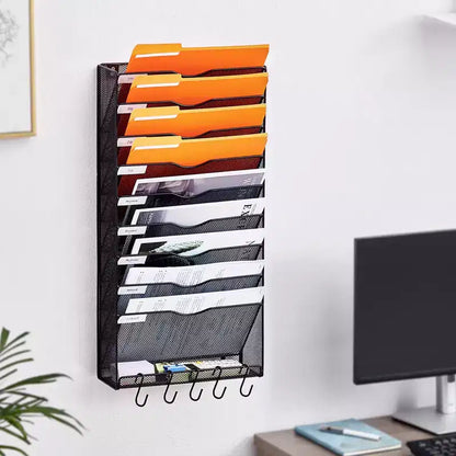 VEVOR Portadocumenti da Parete, Supporto per Archivio da Parete in Rete a 10 Tasche, Organizzatore da Parete in Metallo per Riviste, Posta, Carta e Documenti
