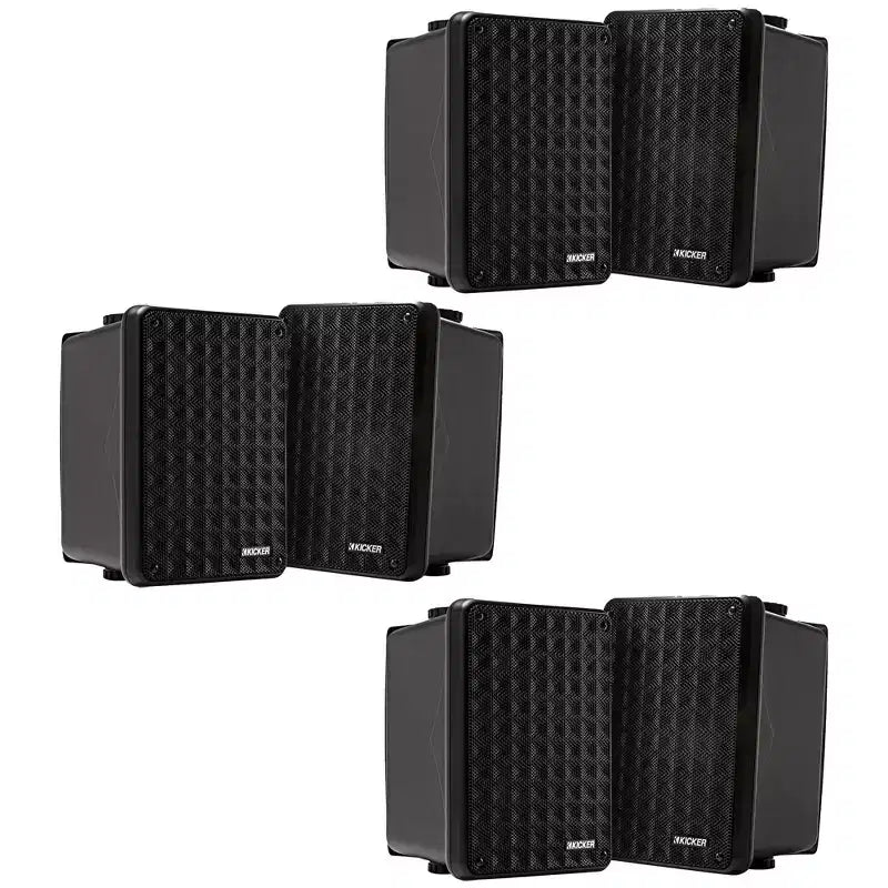 Kicker 46KB6B Black Indoor / Outdoor full-range, high-efficiency Speakers, Bundle - 6 Speakers