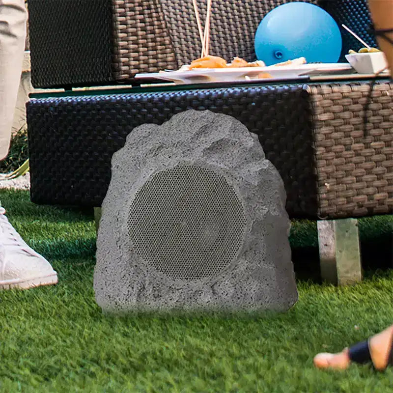 Gemini GHRK-400-PR Set di altoparlanti da esterno Bluetooth TWS a forma di roccia con picco di 40 Watt per sistema audio da patio impermeabile, 2 pezzi