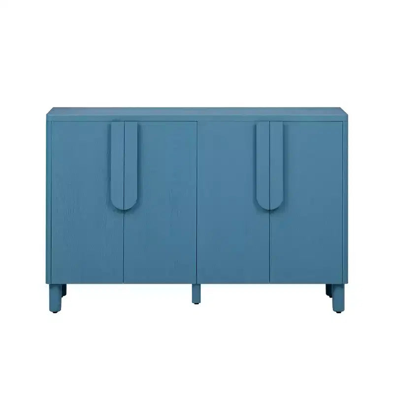 Madia a 4 Ante con Spazio Contenitore, Credenza in Legno con Maniglie ad Arco Uniche e Ripiani Regolabili per Sala da Pranzo