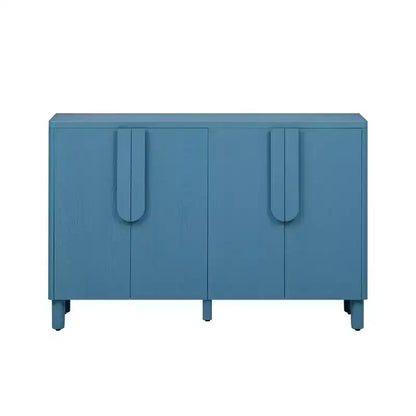 Madia a 4 Ante con Spazio Contenitore, Credenza in Legno con Maniglie ad Arco Uniche e Ripiani Regolabili per Sala da Pranzo