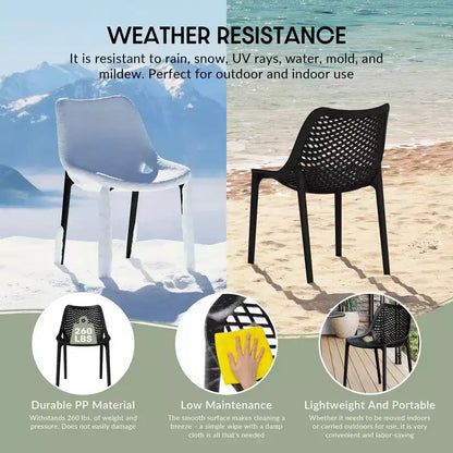 WestinTrends Playa 5-Piece Modern Square Patio Dining Table Set with Stackable Patio Dining Chairs