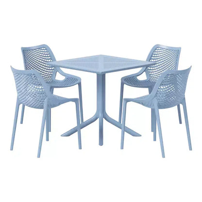 WestinTrends Playa 5-Piece Modern Square Patio Dining Table Set with Stackable Patio Dining Chairs