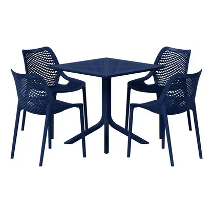 WestinTrends Playa 5-Piece Modern Square Patio Dining Table Set with Stackable Patio Dining Chairs