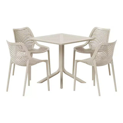 WestinTrends Playa 5-Piece Modern Square Patio Dining Table Set with Stackable Patio Dining Chairs
