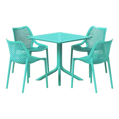 WestinTrends Playa 5-Piece Modern Square Patio Dining Table Set with Stackable Patio Dining Chairs