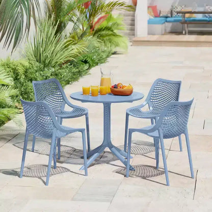WestinTrends Playa 5-Piece Modern Round Patio Dining Table Set with Stackable Patio Dining Chairs
