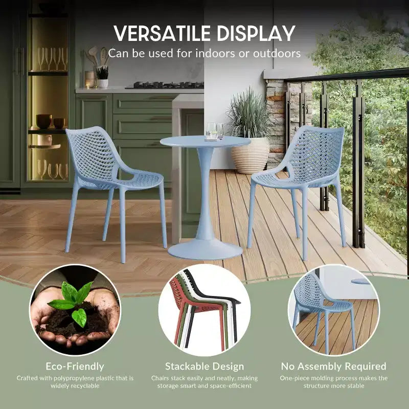WestinTrends Playa 5-Piece Modern Round Patio Dining Table Set with Stackable Patio Dining Chairs