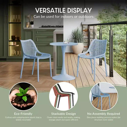 WestinTrends Playa 5-Piece Modern Round Patio Dining Table Set with Stackable Patio Dining Chairs