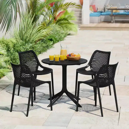 WestinTrends Playa 5-Piece Modern Round Patio Dining Table Set with Stackable Patio Dining Chairs