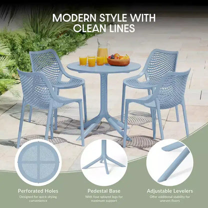 WestinTrends Playa 5-Piece Modern Round Patio Dining Table Set with Stackable Patio Dining Chairs