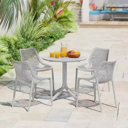WestinTrends Playa 5-Piece Modern Round Patio Dining Table Set with Stackable Patio Dining Chairs