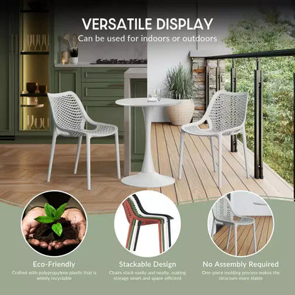WestinTrends Playa 5-Piece Modern Round Patio Dining Table Set with Stackable Patio Dining Chairs