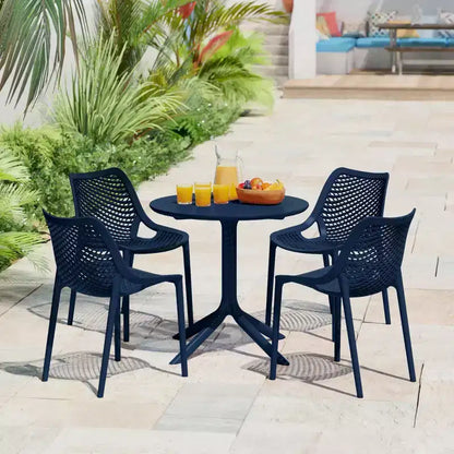 WestinTrends Playa 5-Piece Modern Round Patio Dining Table Set with Stackable Patio Dining Chairs