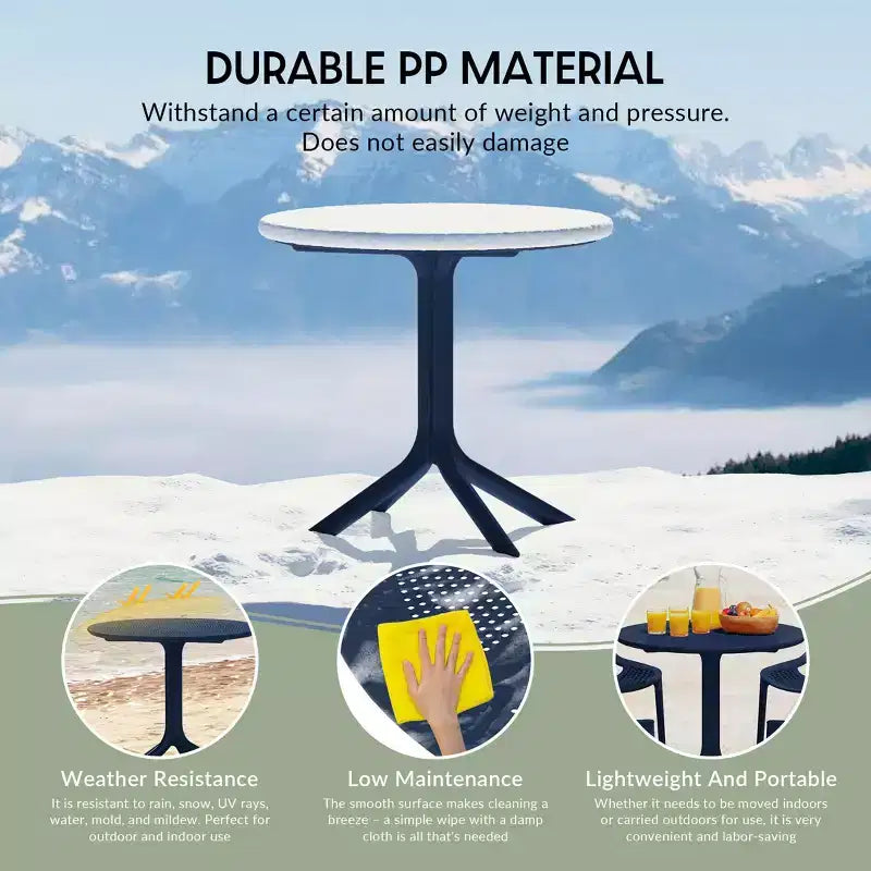 WestinTrends Playa 5-Piece Modern Round Patio Dining Table Set with Stackable Patio Dining Chairs
