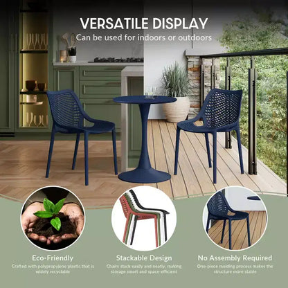 WestinTrends Playa 5-Piece Modern Round Patio Dining Table Set with Stackable Patio Dining Chairs