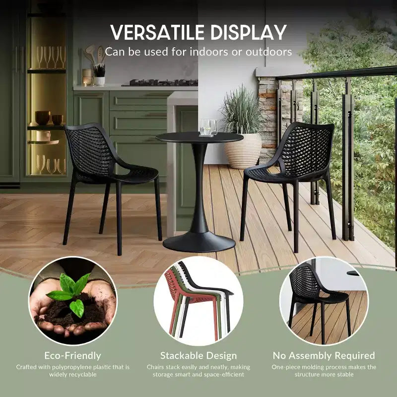 WestinTrends Playa 5-Piece Modern Round Patio Dining Table Set with Stackable Patio Dining Chairs