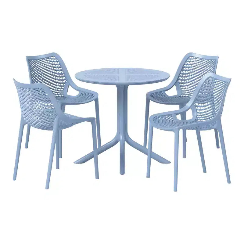 WestinTrends Playa 5-Piece Modern Round Patio Dining Table Set with Stackable Patio Dining Chairs