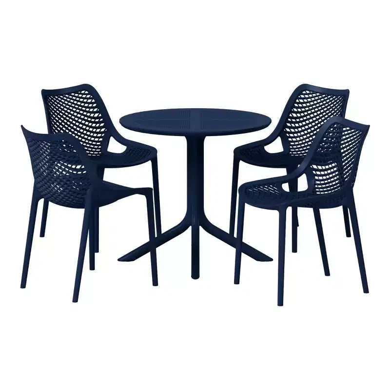 WestinTrends Playa 5-Piece Modern Round Patio Dining Table Set with Stackable Patio Dining Chairs