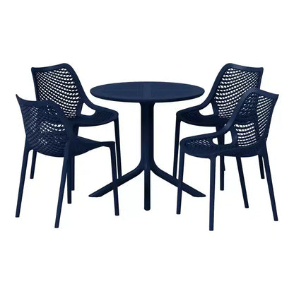 WestinTrends Playa 5-Piece Modern Round Patio Dining Table Set with Stackable Patio Dining Chairs
