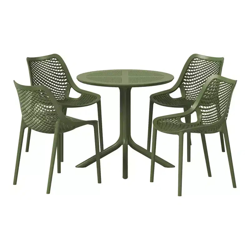 WestinTrends Playa 5-Piece Modern Round Patio Dining Table Set with Stackable Patio Dining Chairs