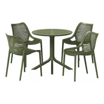 WestinTrends Playa 5-Piece Modern Round Patio Dining Table Set with Stackable Patio Dining Chairs
