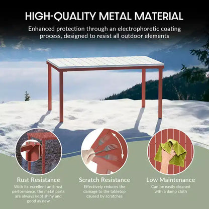 WestinTrends Playa 7-Piece Outdoor Rectangular Metal Patio Dining Table Set With Stackable Patio Chairs