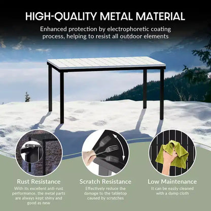 WestinTrends Playa 7-Piece Outdoor Rectangular Metal Patio Dining Table Set With Stackable Patio Chairs