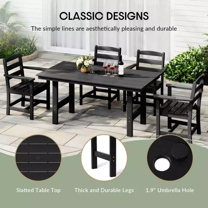 WestinTrends Ashore Set da pranzo da esterno rettangolare a 7 pezzi in HDPE con sedie laterali