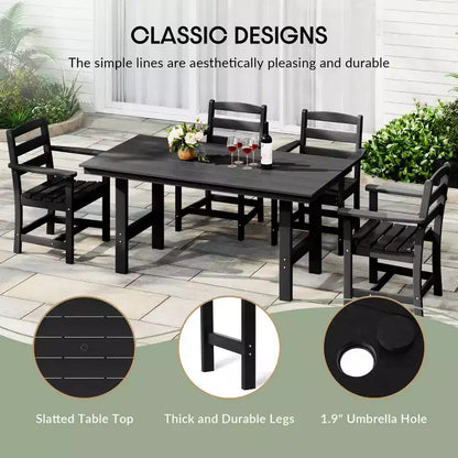 WestinTrends Ashore Set da pranzo da esterno rettangolare a 7 pezzi in HDPE con sedie laterali