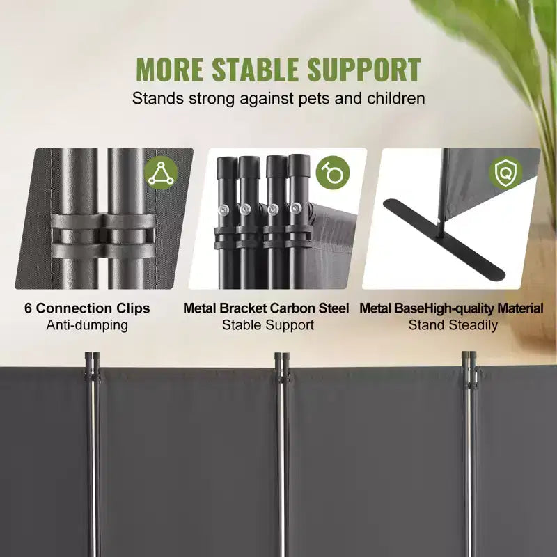 VEVOR Room Divider, 4 Panel Room Dividers and Folding Privacy Screens, Fabric Partition Room Dividers for Office, Bedroom, Dining Room, Light Gray