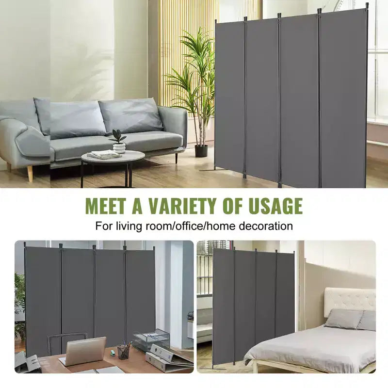 VEVOR Room Divider, 4 Panel Room Dividers and Folding Privacy Screens, Fabric Partition Room Dividers for Office, Bedroom, Dining Room, Light Gray