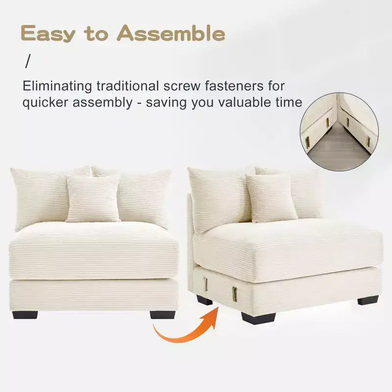 Oversized Cloud Modular Sectional Couch,Convertible Sectional Couches Deep Seat Extra-Wide Armrests