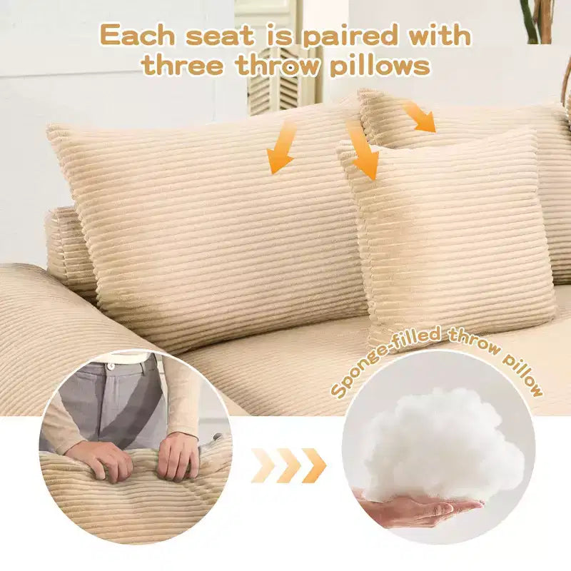 Oversized Cloud Modular Sectional Couch,Convertible Sectional Couches Deep Seat Extra-Wide Armrests