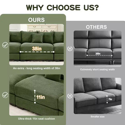 Oversized Cloud Modular Sectional Couch,Convertible Sectional Couches Deep Seat Extra-Wide Armrests