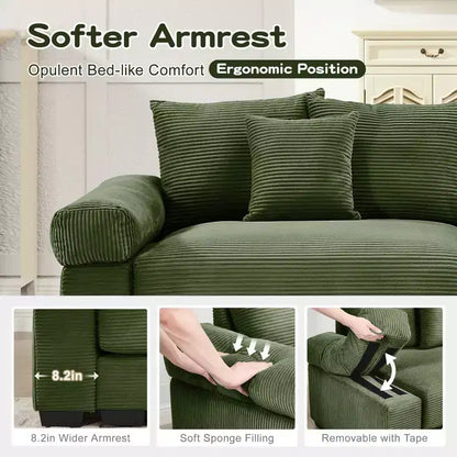 Oversized Cloud Modular Sectional Couch,Convertible Sectional Couches Deep Seat Extra-Wide Armrests
