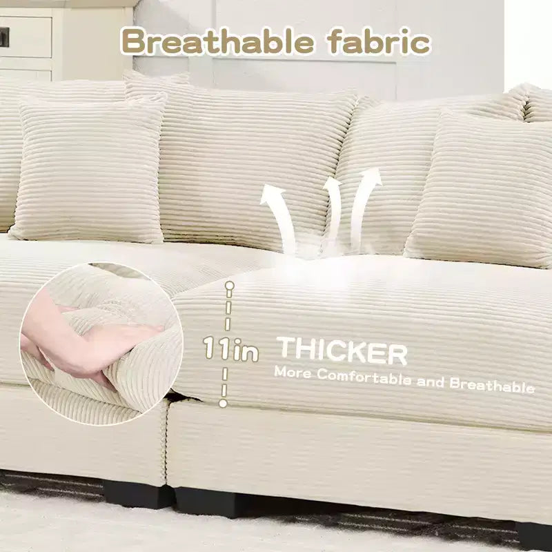 Oversized Cloud Modular Sectional Couch,Convertible Sectional Couches Deep Seat Extra-Wide Armrests