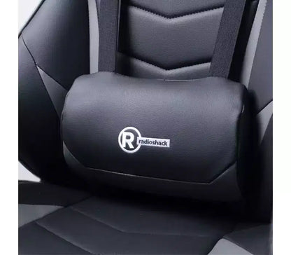Sedia da gaming RadioShack nera e grigia, sedia ergonomica stile racing con altezza regolabile, poggiapiedi, supporto lombare e imbottitura confortevole