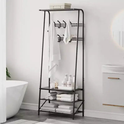 Coat Rack, 4-in-1 Hall Tree, Entryway Shoe Bench Coat Standwith Metal Frame, 3-Tier Shelf and 10 Hooks for Entryway,Hallway, Bedroom
