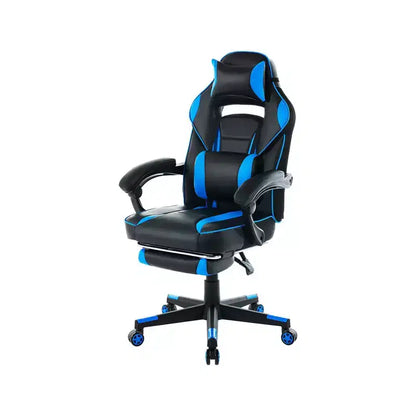 360 Swivel Height Adjustable Gaming Chair with Retractable Footrest & Ergonomic Lumbar High Back PU Leather Computer Chair with Headrest for Office