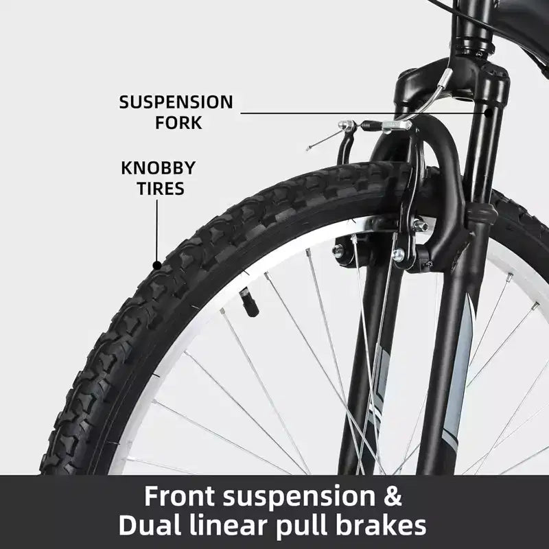 hykolity Mountain Bike 26 inch Sport Bicycle 18 Speed Mtb Cycling for Adult Men Women Age 14+ Outdoor Sport Bikes Black Dual Full Suspension Bicycle