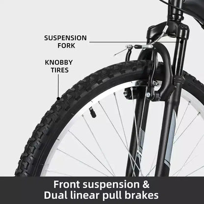 hykolity Mountain Bike 26 inch Sport Bicycle 18 Speed Mtb Cycling for Adult Men Women Age 14+ Outdoor Sport Bikes Black Dual Full Suspension Bicycle