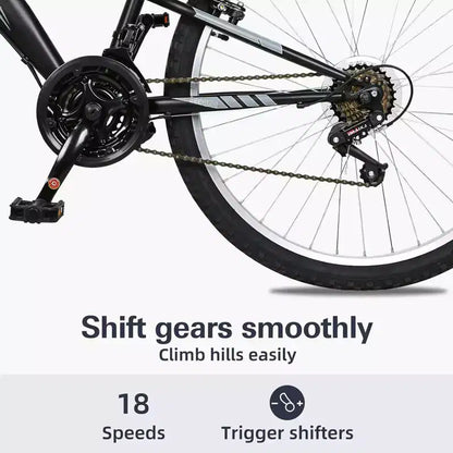 hykolity Mountain Bike 26 inch Sport Bicycle 18 Speed Mtb Cycling for Adult Men Women Age 14+ Outdoor Sport Bikes Black Dual Full Suspension Bicycle