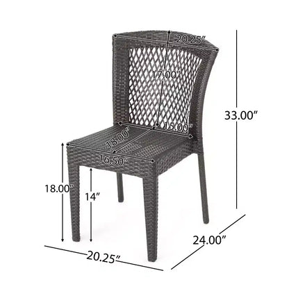 GDFStudio Holmes 5 Piece Outdoor Wicker Dining Set with Round Table and Umbrella Hole