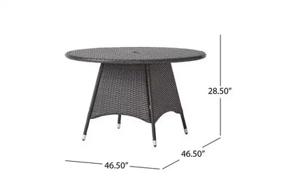 GDFStudio Holmes 5 Piece Outdoor Wicker Dining Set with Round Table and Umbrella Hole