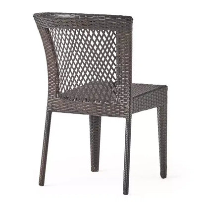 GDFStudio Holmes 5 Piece Outdoor Wicker Dining Set with Round Table and Umbrella Hole