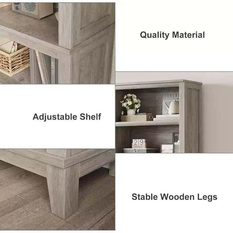 Libreria da 71" stile Farmhouse - Scaffale regolabile a 5 ripiani, 80 cm di larghezza con gambe in legno, stile rustico vintage per soggiorno e ufficio