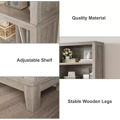 Libreria da 71" stile Farmhouse - Scaffale regolabile a 5 ripiani, 80 cm di larghezza con gambe in legno, stile rustico vintage per soggiorno e ufficio